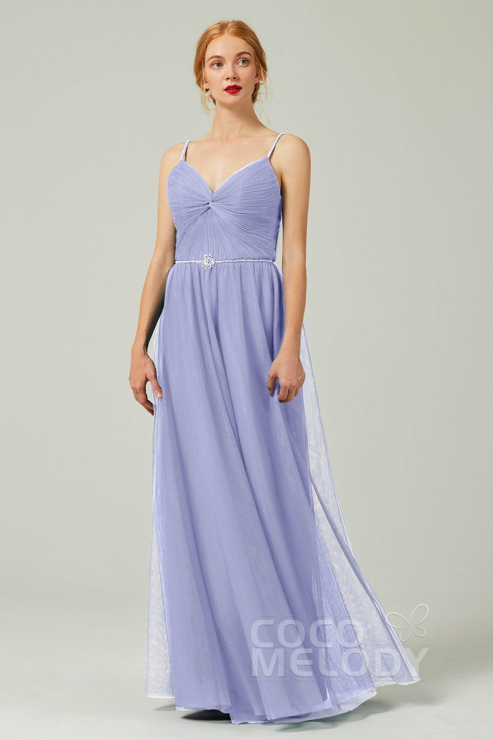 A-Line Floor Length Tulle Bridesmaid Dress CB0327 - COCOMELODY